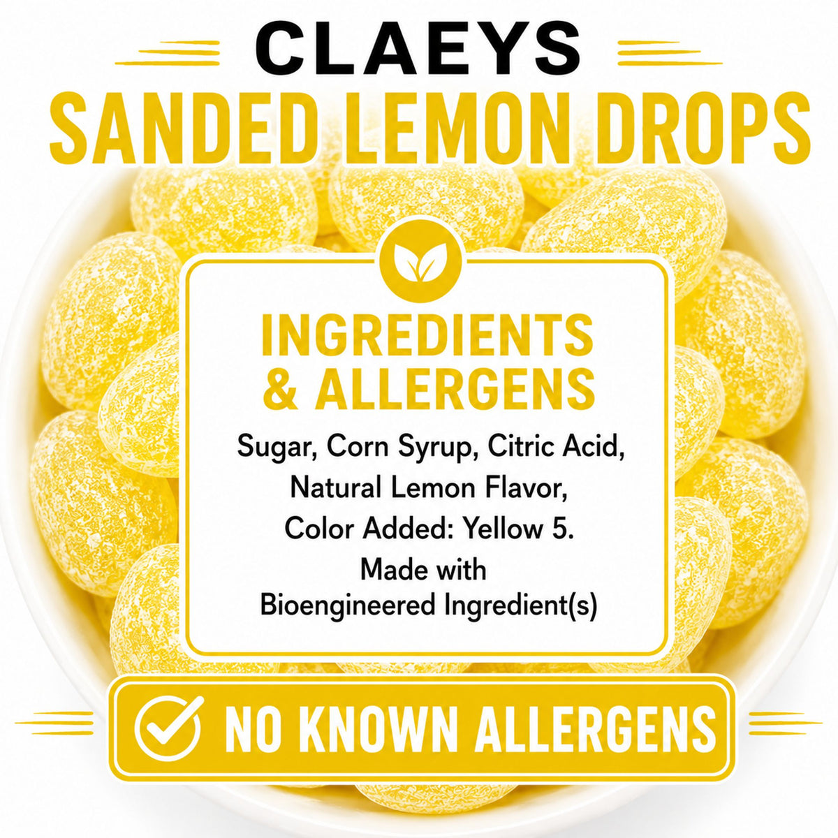 Claeys Sanded Lemon Drops Old Fashioned Hard Candy, 4 lbs