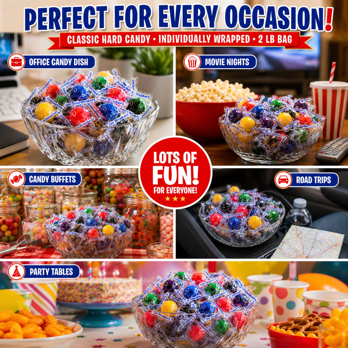 Jawbreakers Hard Candy Assorted Fruit Flavors, 2 lbs