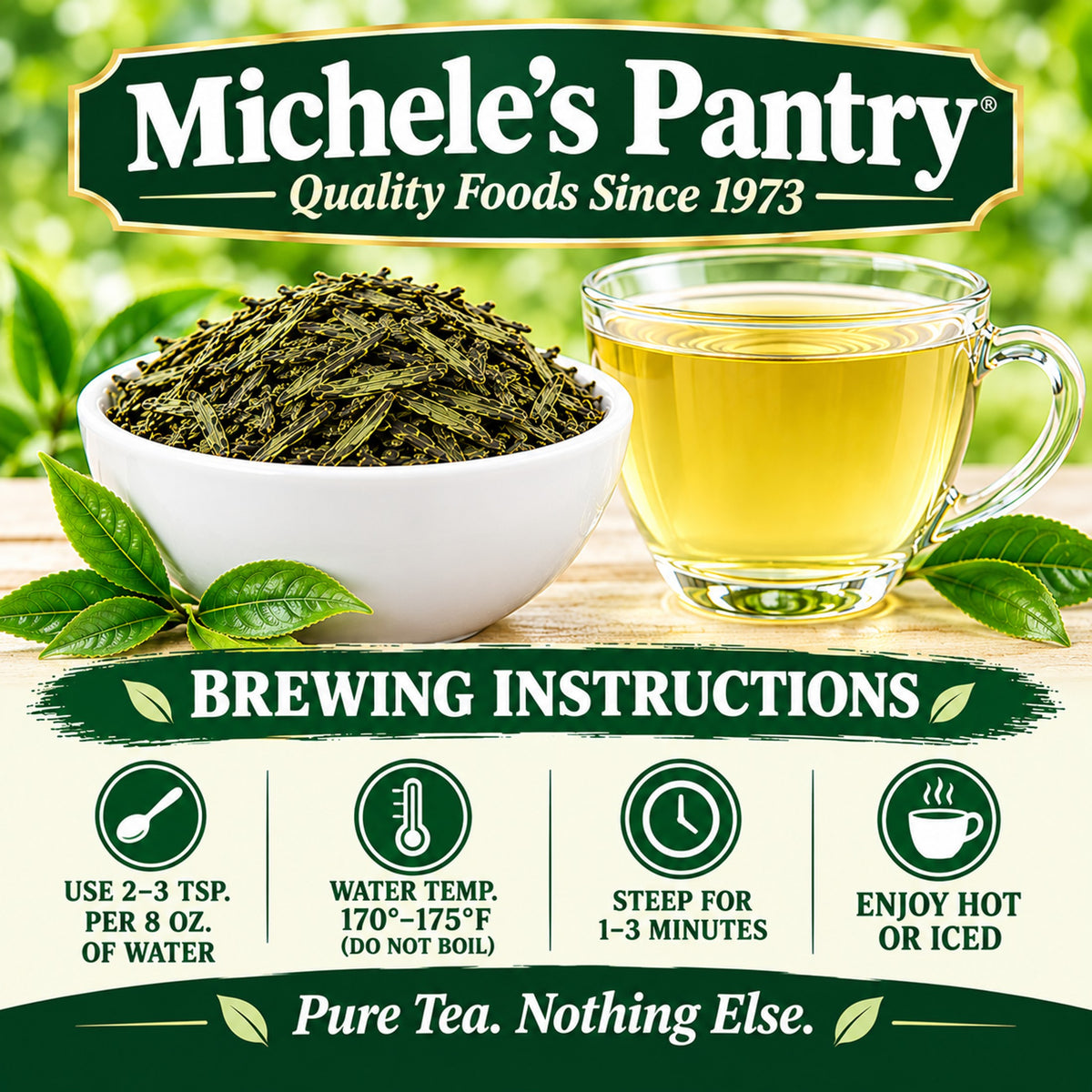 Michele's Pantry Peach Mango Green Tea — 14 oz Loose Leaf Tea, Smooth Low Tannin