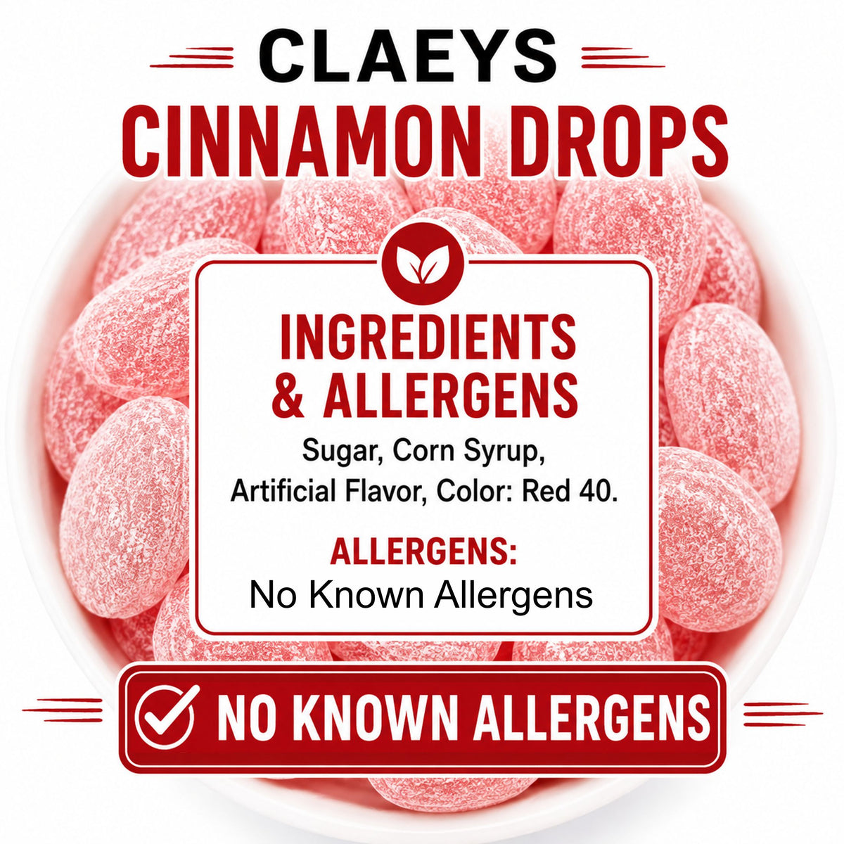 Claeys Sanded Cinnamon Drops Old Fashioned Nostalgic Candy , 2 lbs