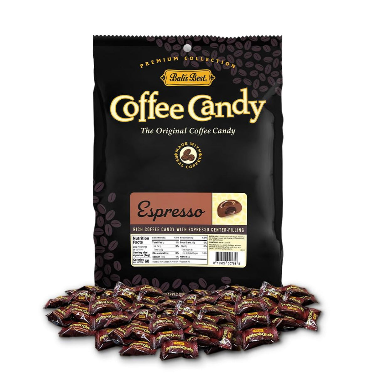 Bali's Best Espresso Coffee Candy Individually Wrapped, 2.2 lb Bulk