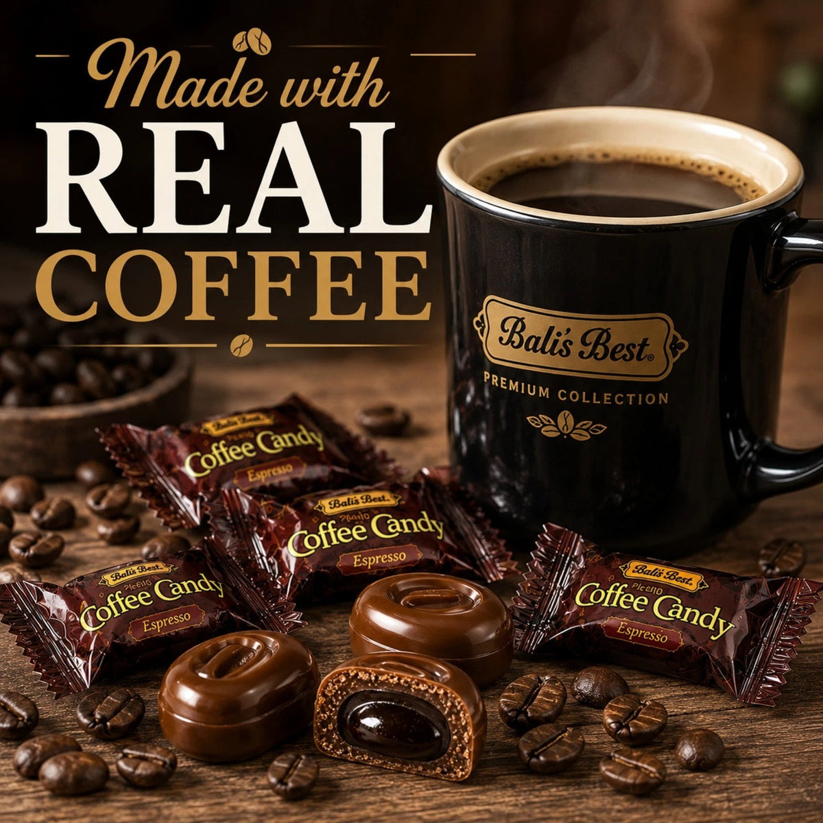 Bali's Best Espresso Coffee Candy Individually Wrapped, 2.2 lb Bulk