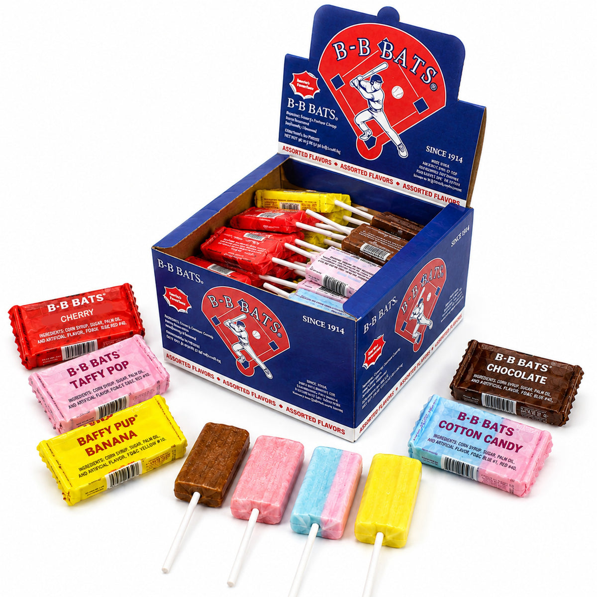 B-B Bats individually wrapped taffy pops