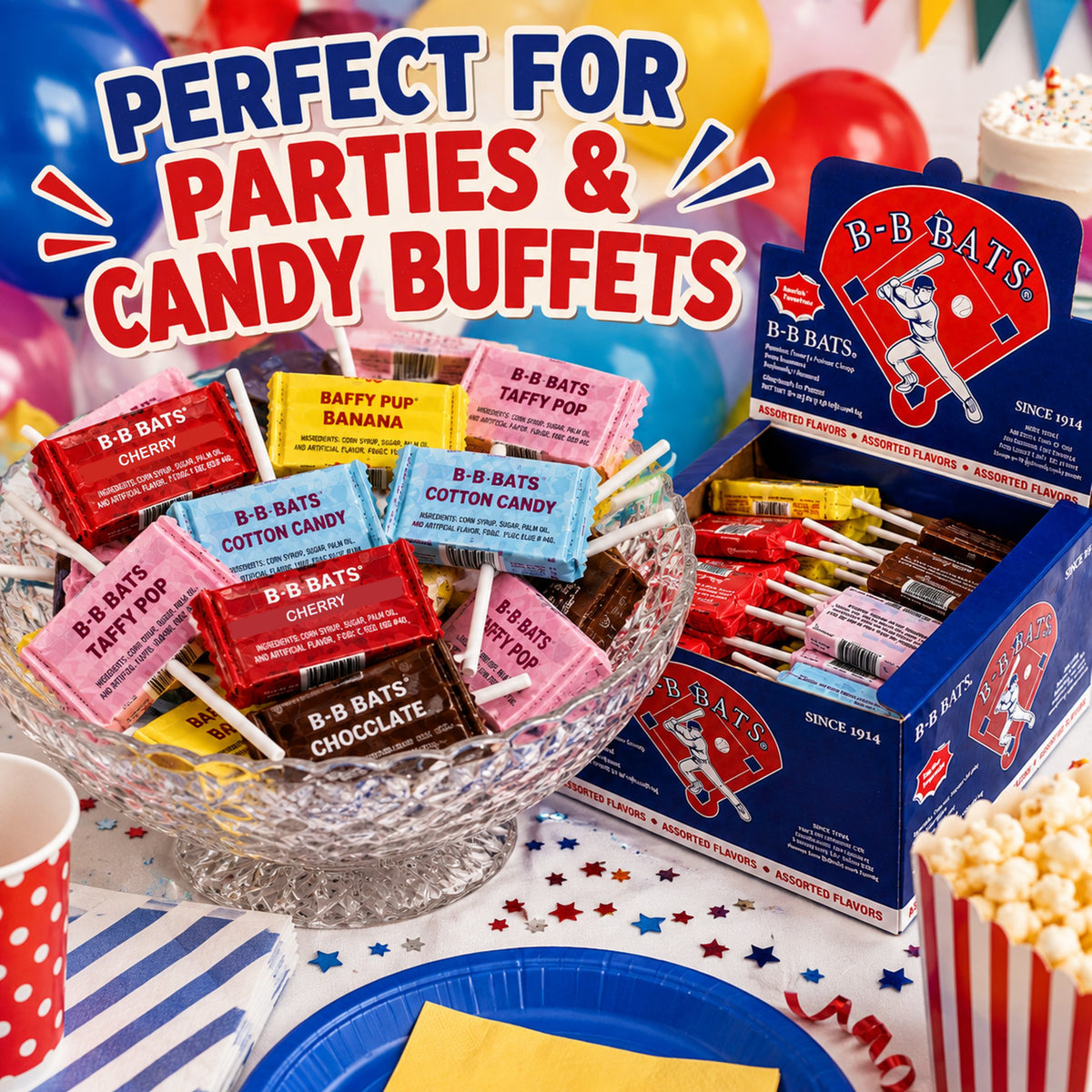 Individually wrapped nostalgic B-B Bats candy