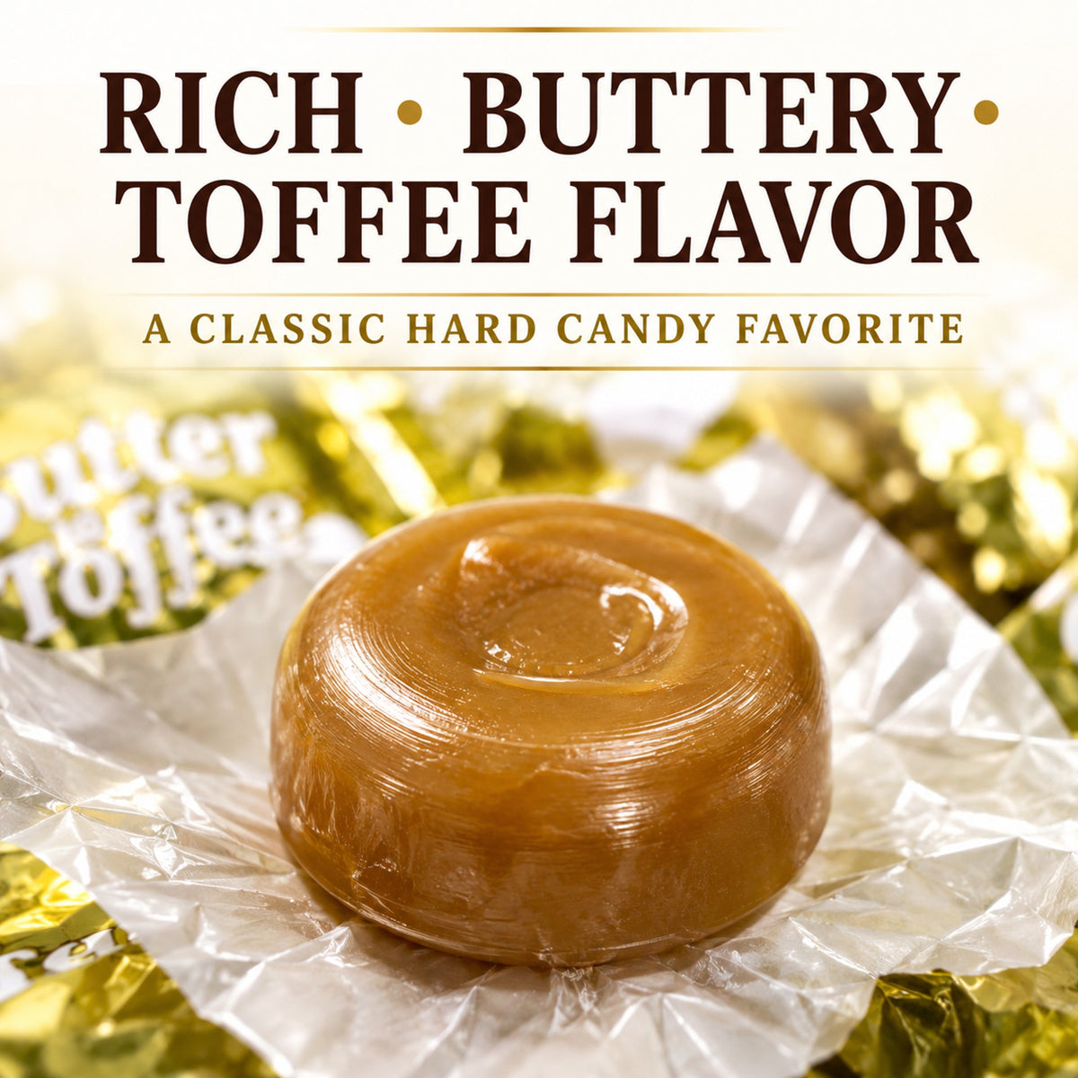 Butter Cream Toffee Hard Candy – 2 lb Bulk Bag – Individually Wrapped