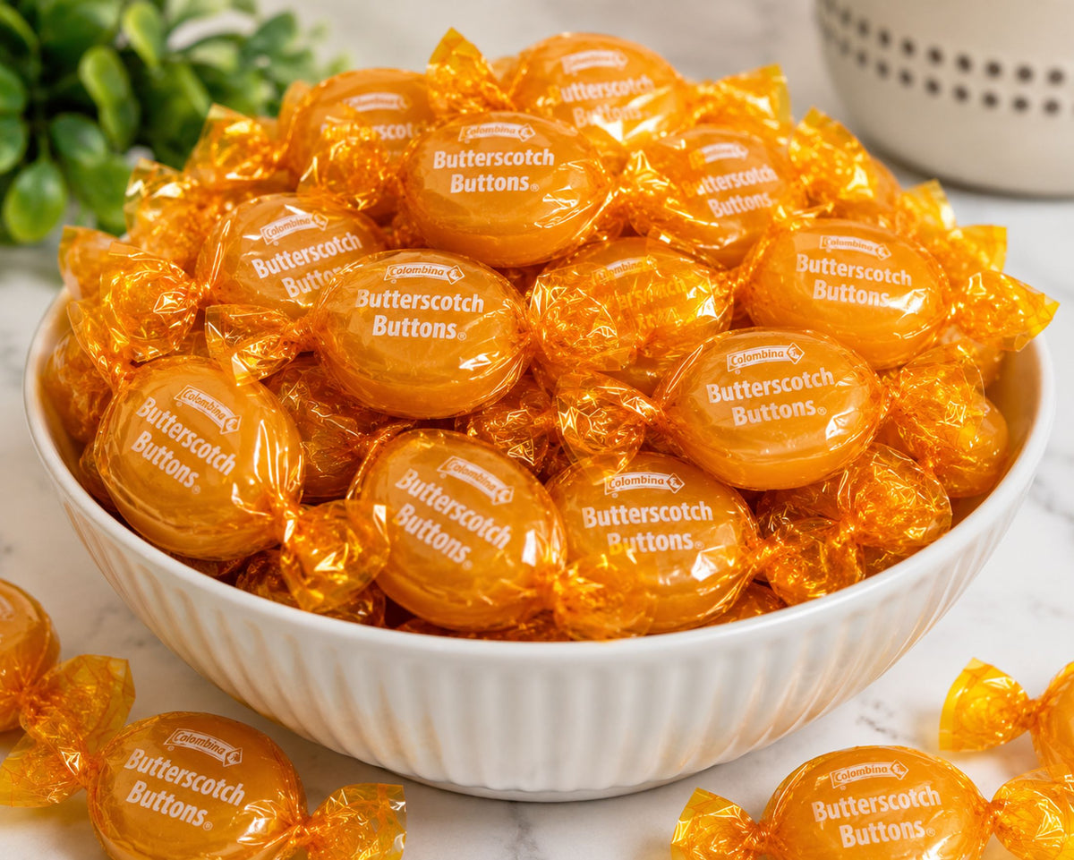 Colombina Butterscotch Disks Hard Candy 2 lb Bulk Individually Wrapped