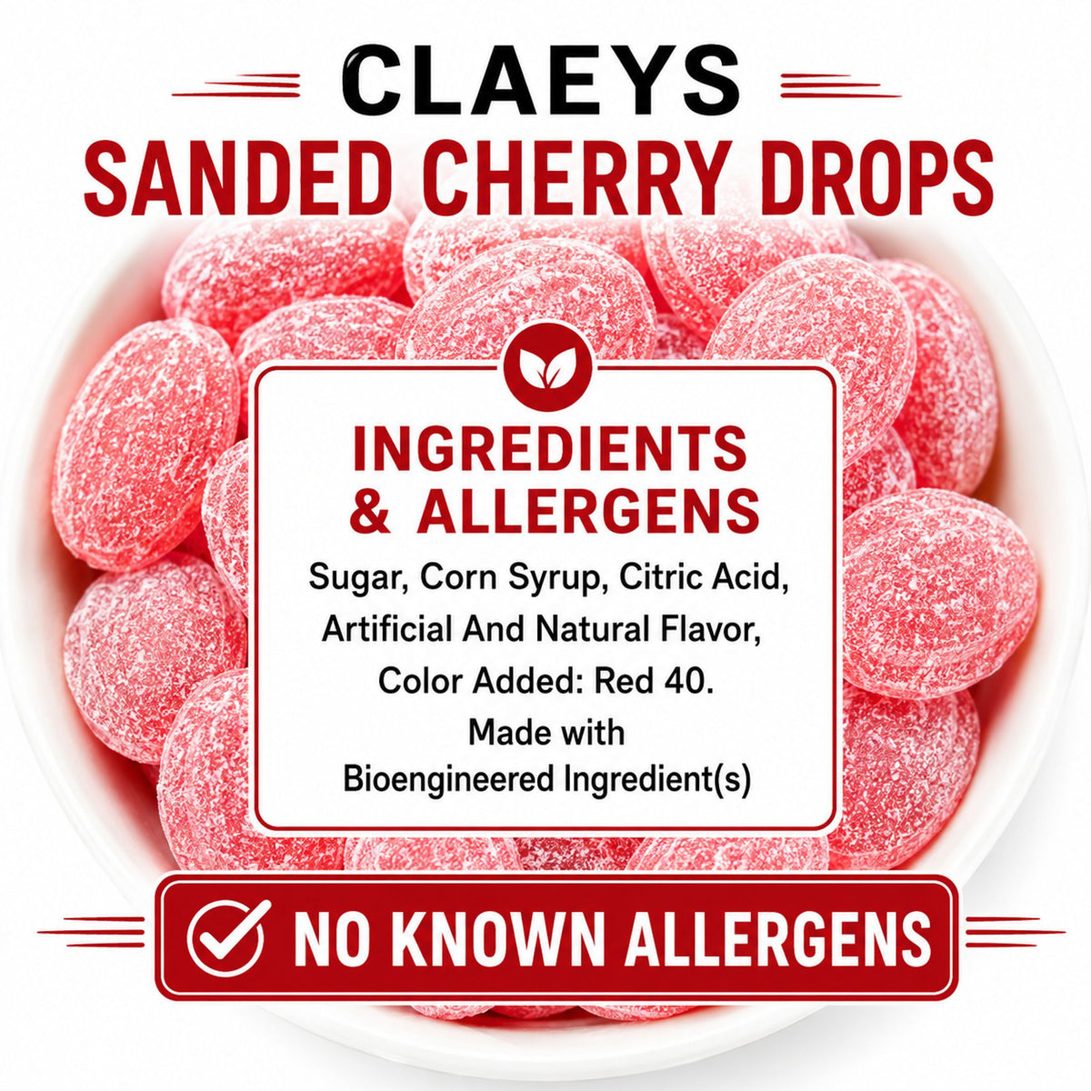 Claeys Sanded Cherry Drops Old Fashioned Nostalgic Candy , 4 lbs