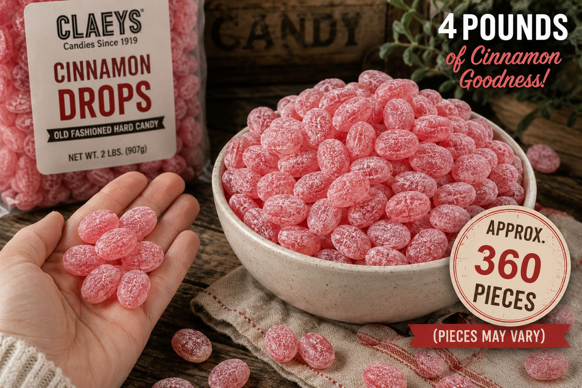 Claeys Sanded Cinnamon Drops Old Fashioned Nostalgic Candy , 2 lbs