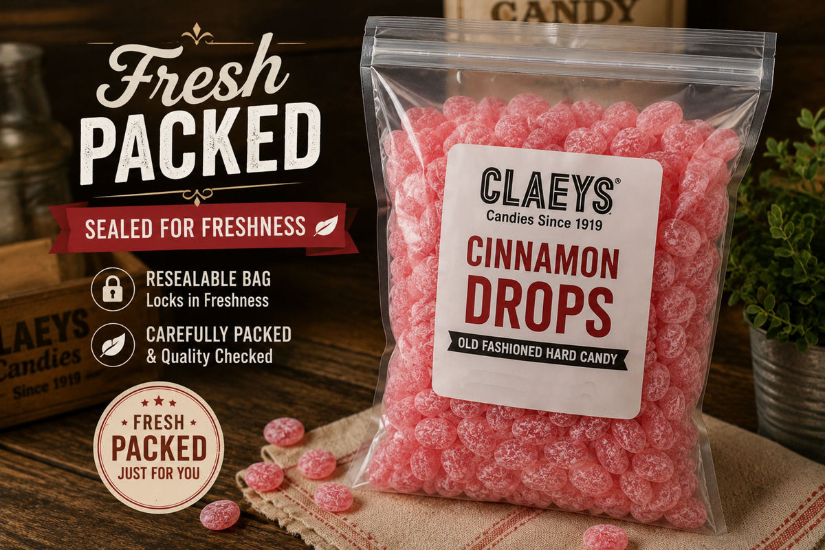 Claeys Sanded Cinnamon Drops Old Fashioned Nostalgic Candy , 2 lbs