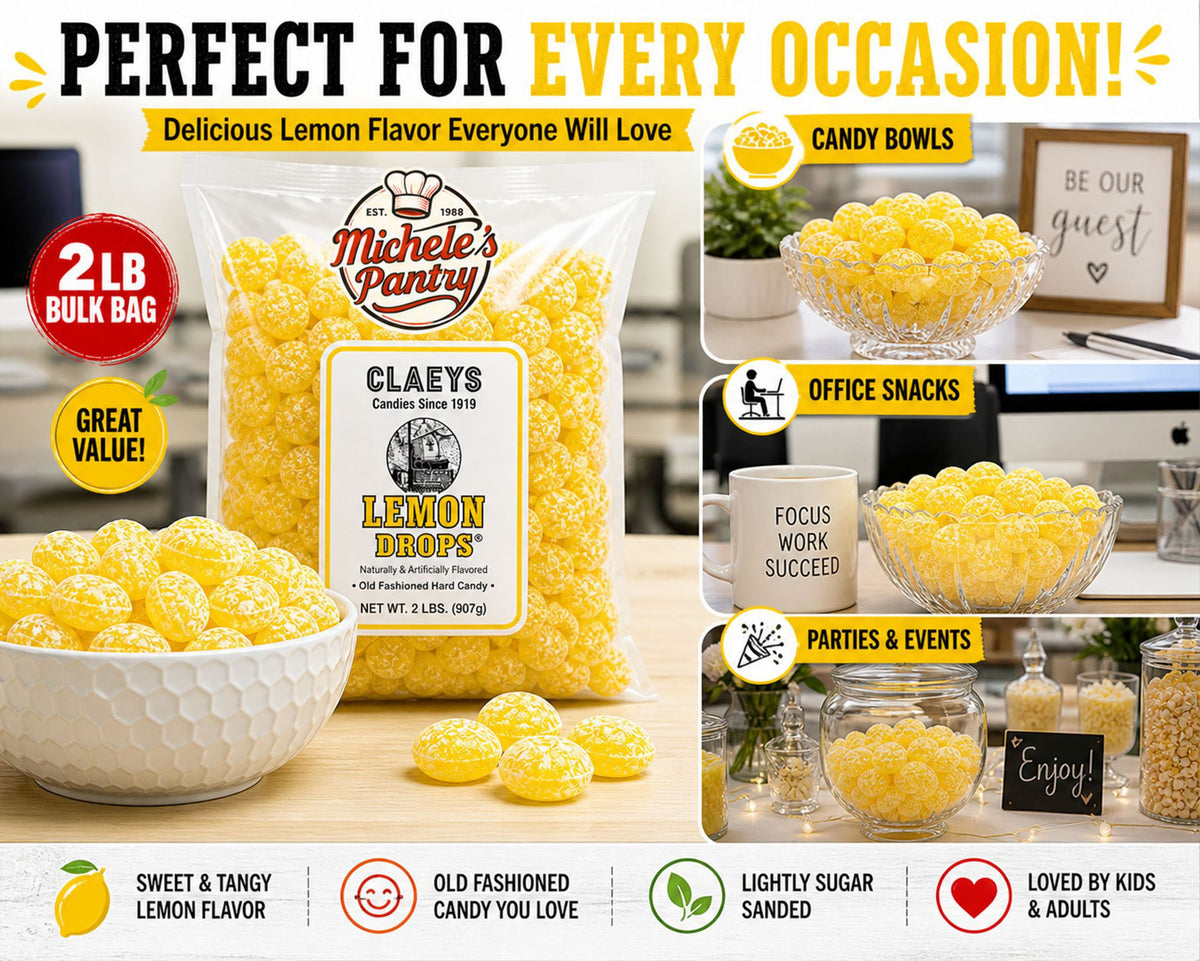 Claeys Sanded Lemon Drops Old Fashioned Hard Candy, 2 lbs