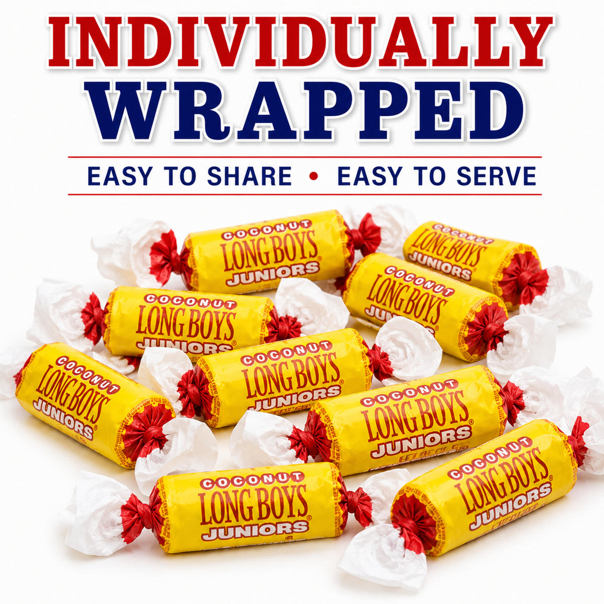Long Boys Coconut Juniors Coconut Candy 2 lb Bag Individually Wrapped