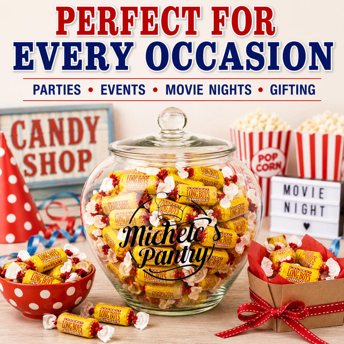 Long Boys Coconut Juniors Coconut Candy 2 lb Bag Individually Wrapped