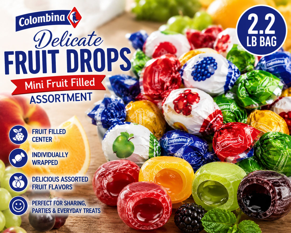 Colombina Delicate Fruit Drops Assorted Fruit Hard Candy, 2.2 lbs