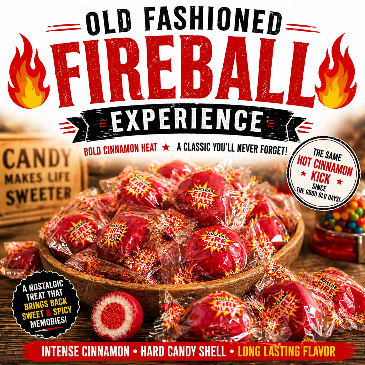 Fire Ball Fire Blaster Cinnamon Jawbreaker Hard Candy, 2 lb Bulk Bag