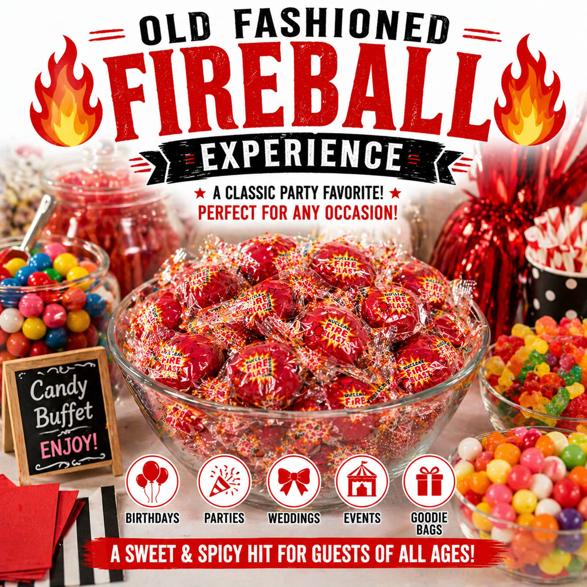 Fire Ball Fire Blaster Cinnamon Jawbreaker Hard Candy, 2 lb Bulk Bag