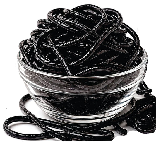 Gustaf's Shoestring Black Licorice Laces, 2 lb Bulk Bag