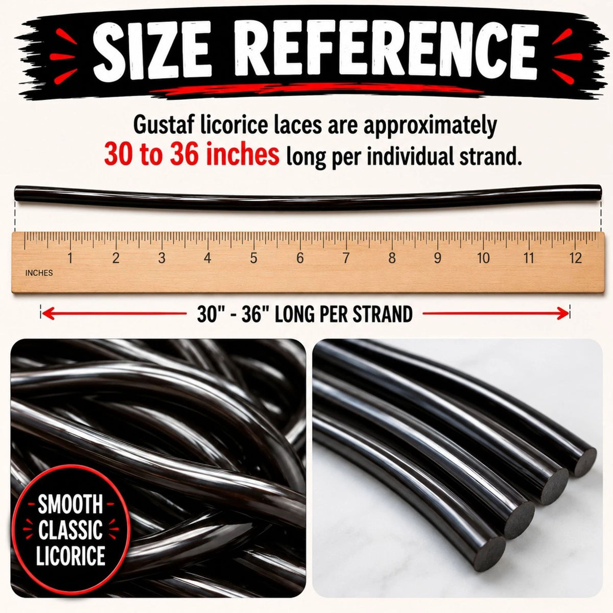 Gustaf's Shoestring Black Licorice Laces, 2 lb Bulk Bag