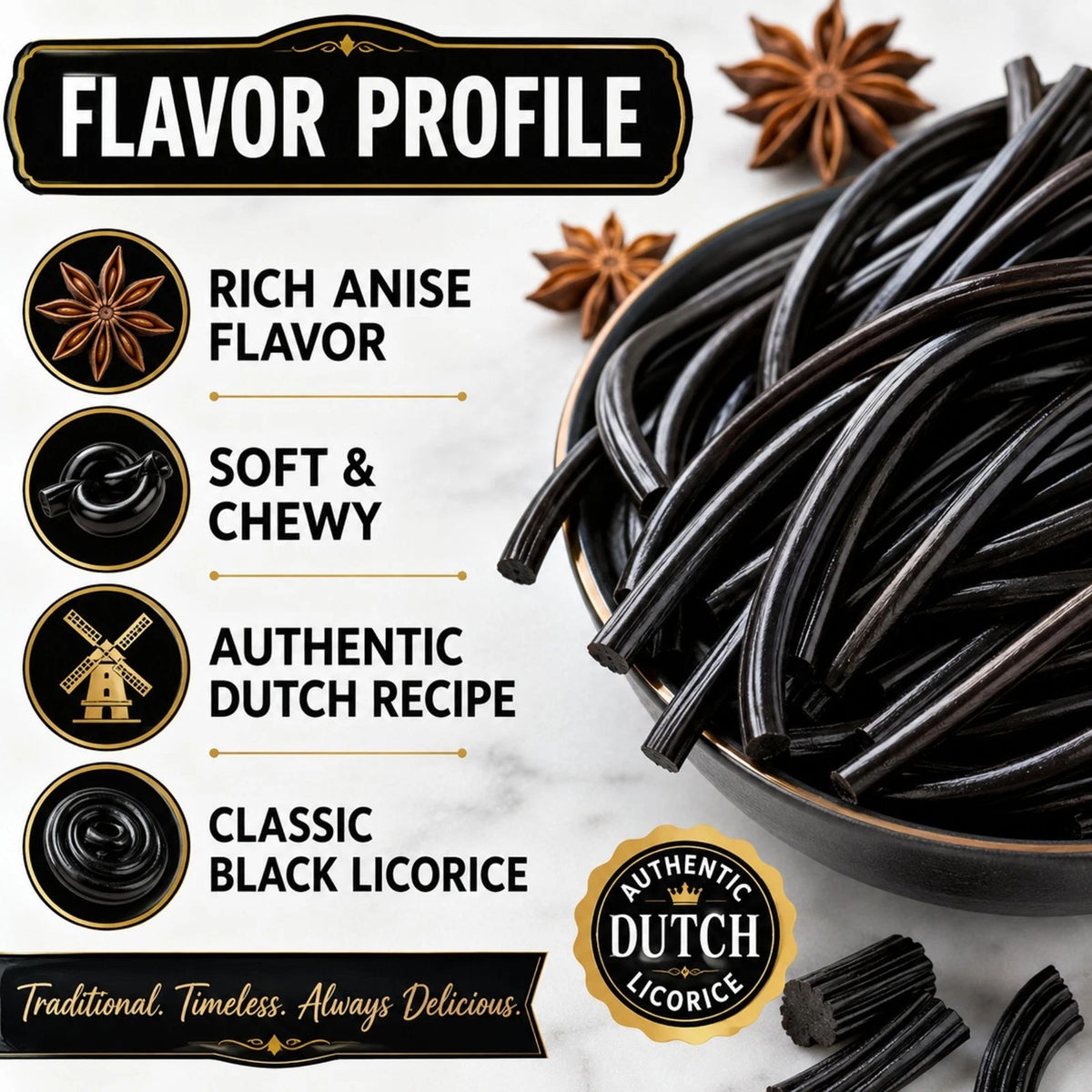 Gustaf's Shoestring Black Licorice Laces, 2 lb Bulk Bag