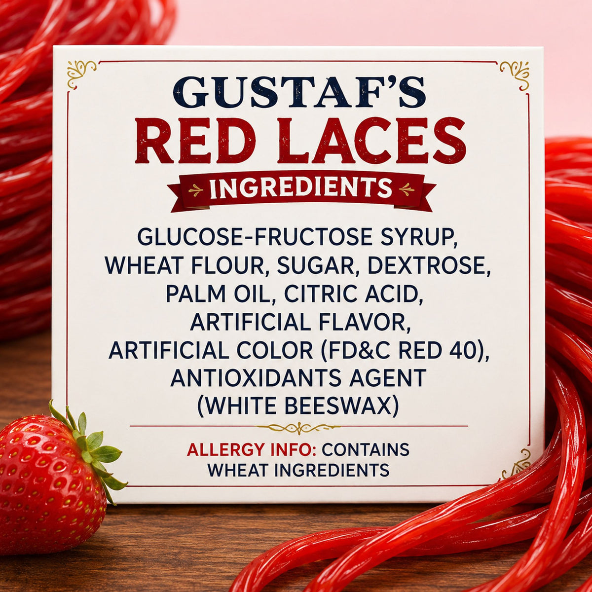 Gustaf's Shoestring Red Strawberry Licorice Laces, 2 lb Bag