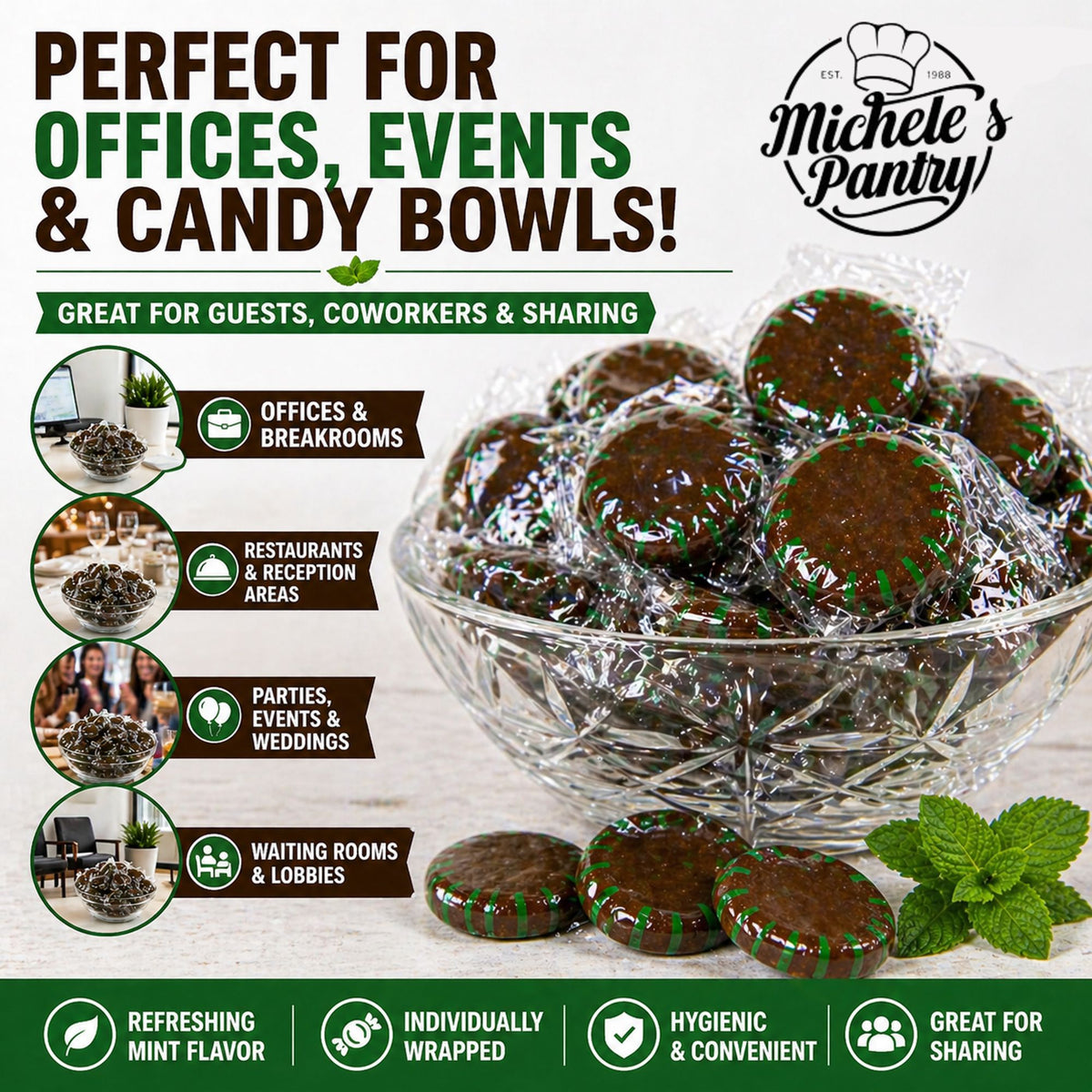 Michele's Pantry Wrapped Chocolate Starlight Mint Candies 4 lbs