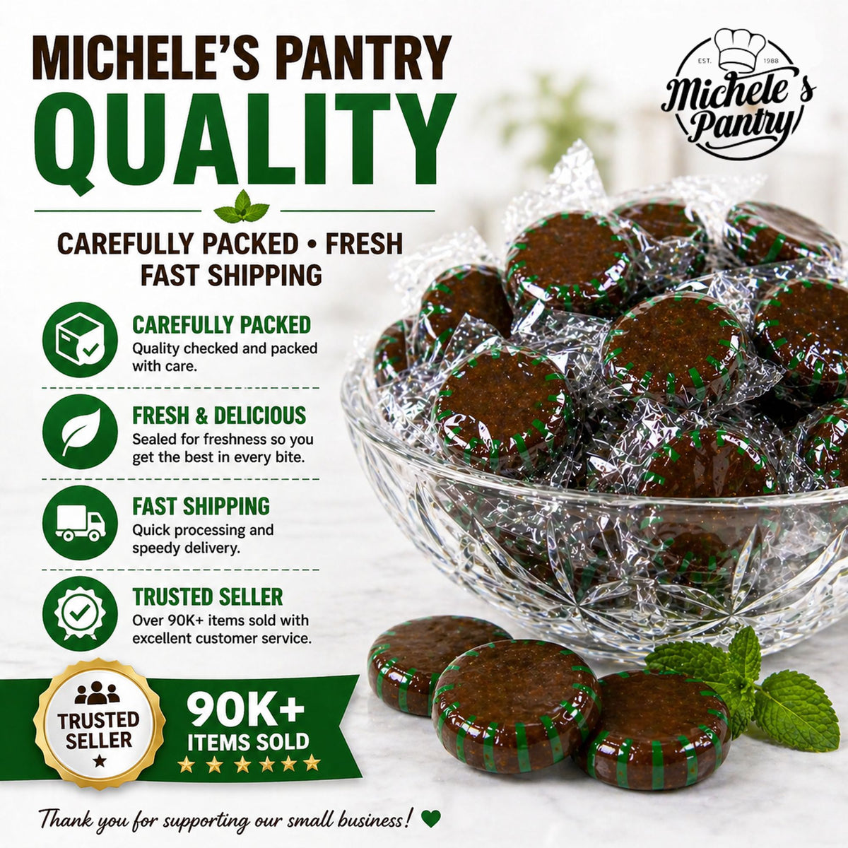 Michele's Pantry Wrapped Chocolate Starlight Mint Candies 2 lbs