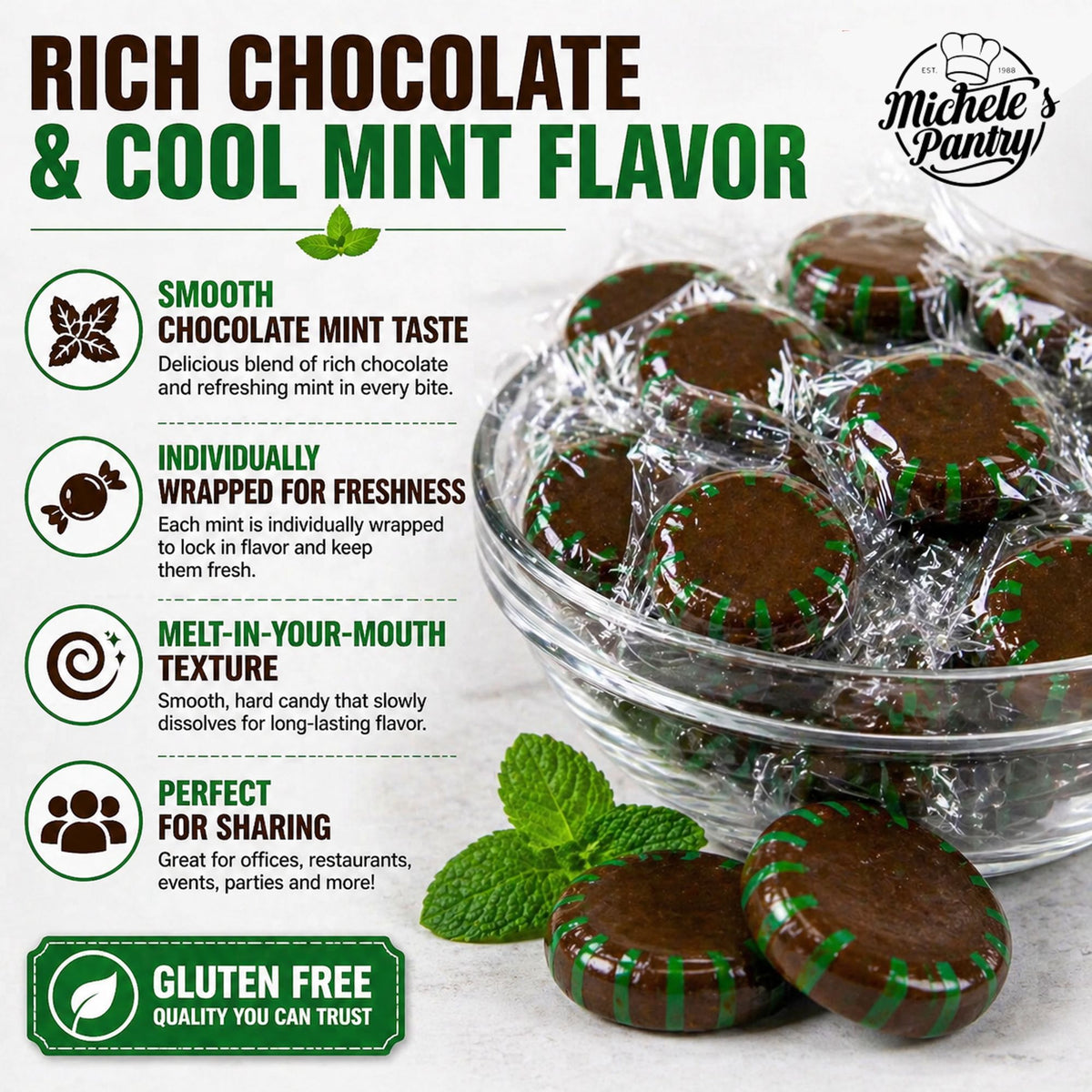 Michele's Pantry Wrapped Chocolate Starlight Mint Candies 4 lbs