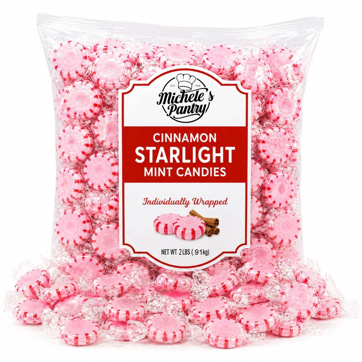 Michele's Pantry Wrapped Cinnamon Starlight Mint Candies 4 lbs