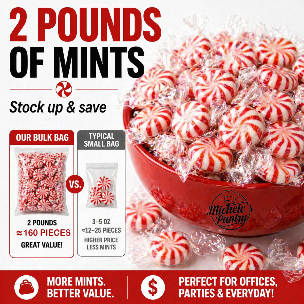Michele's Pantry Wrapped Starlight Peppermint Candies 2 lbs
