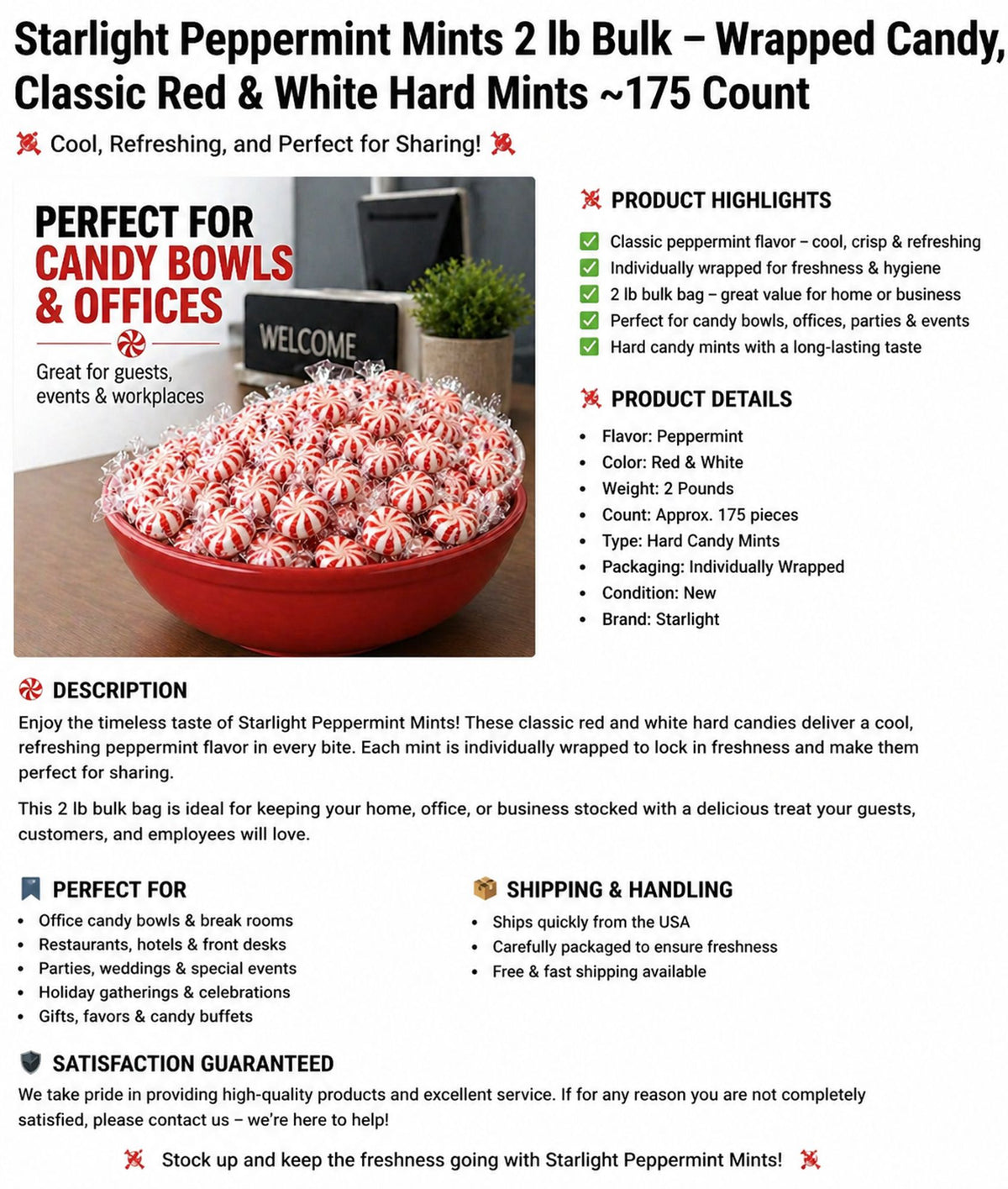Michele's Pantry Wrapped Starlight Peppermint Candies 2 lbs