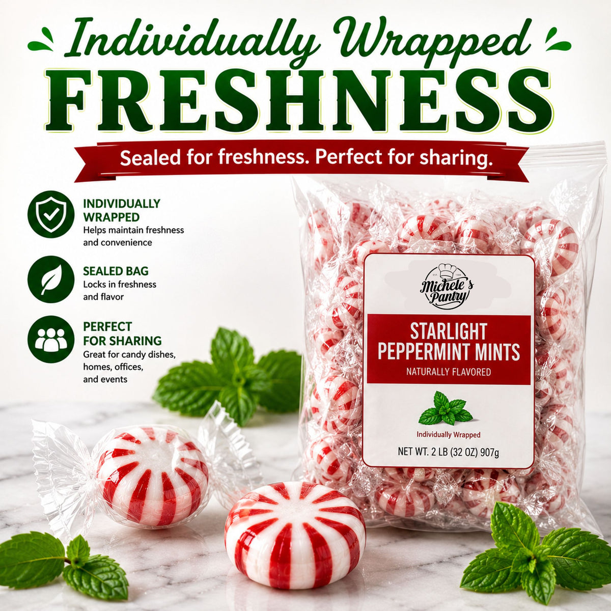 Michele's Pantry Wrapped Starlight Peppermint Candies 2 lbs (WFS)