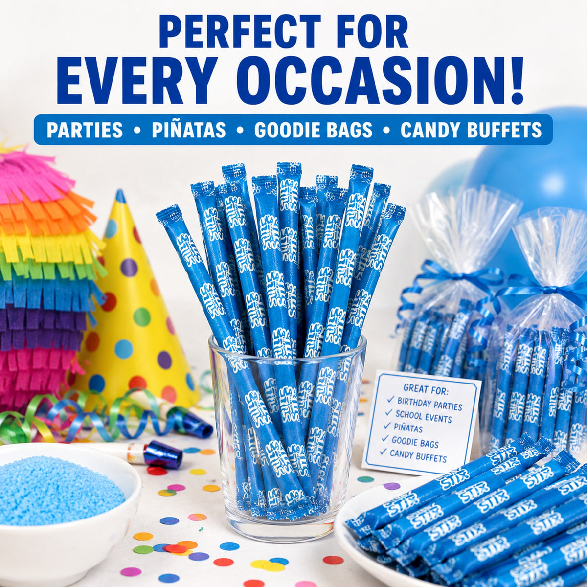 Silly Stix Blue Raspberry Powdered Candy Straws – 46 Count