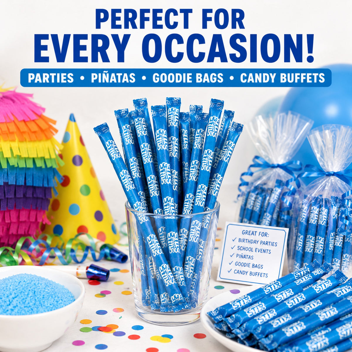 Enjoy 92 Silly Stix Blue Raspberry Powdered Candy Straws