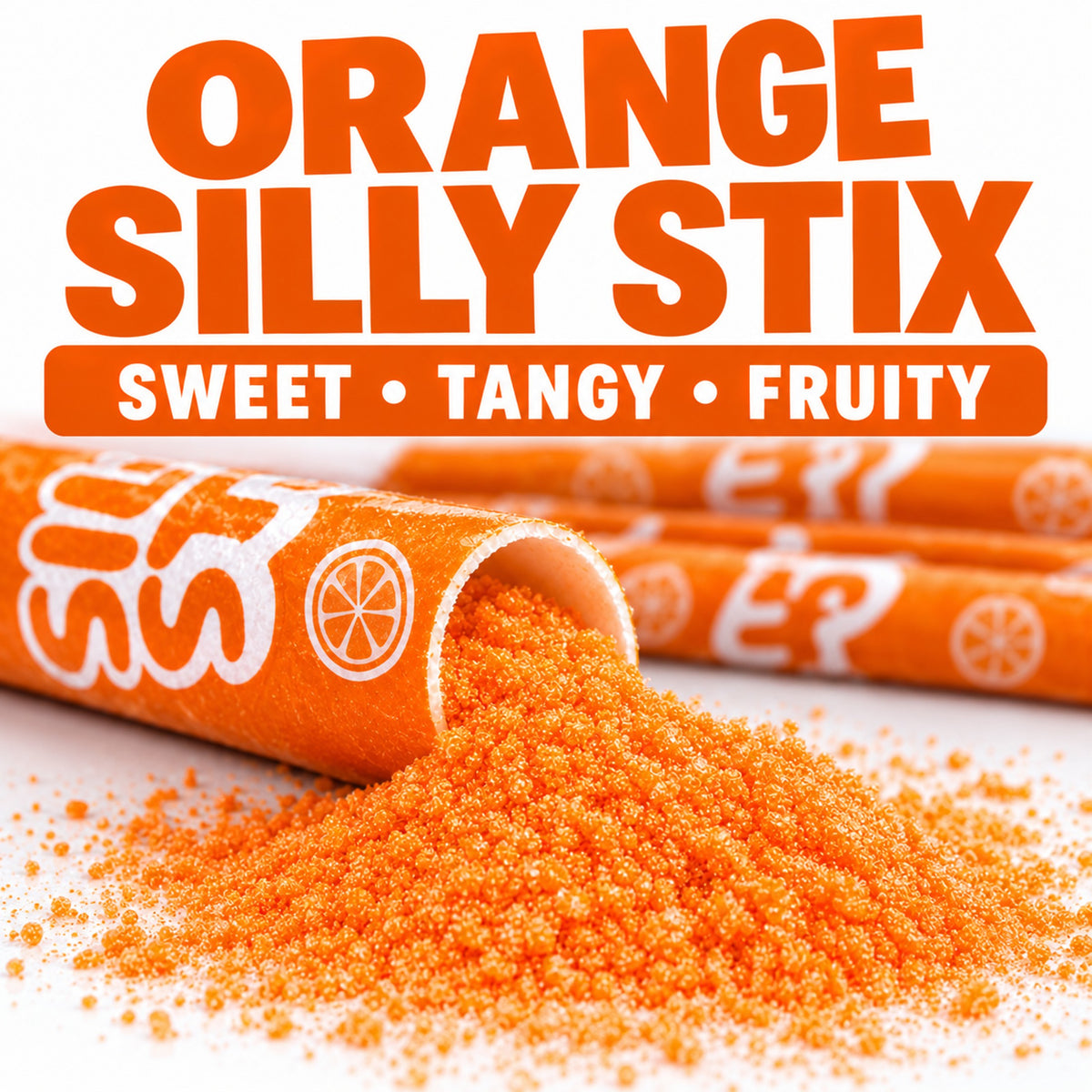 Silly Stix Orange Powdered Candy Straws – 46 Count