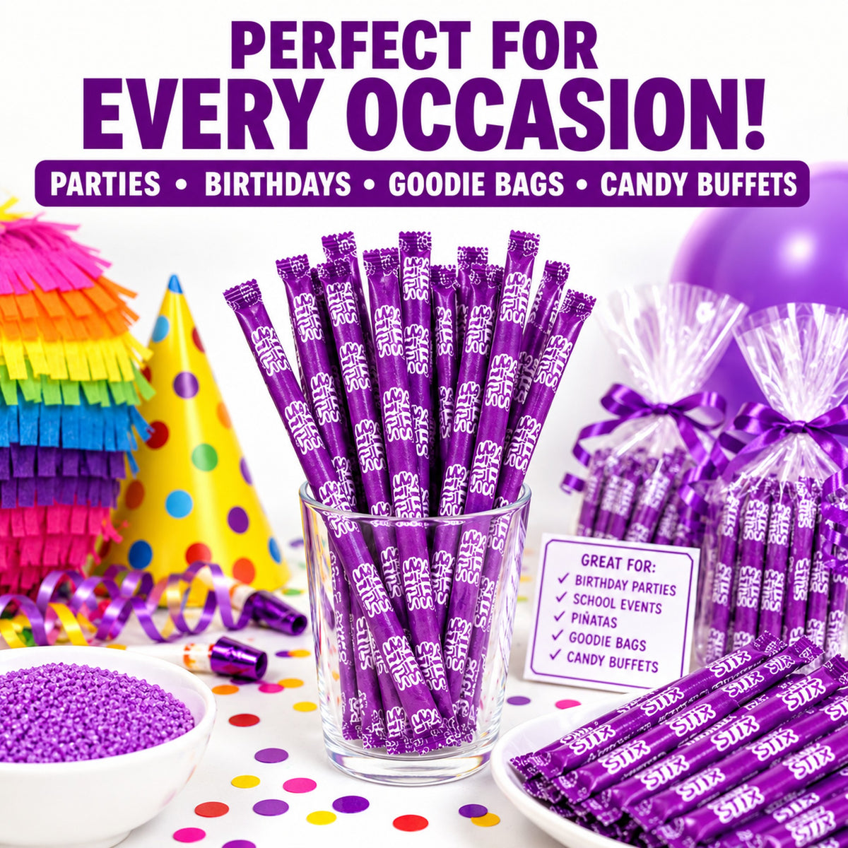 Silly Stix Purple Grape Powdered Candy Straws – 92 Count