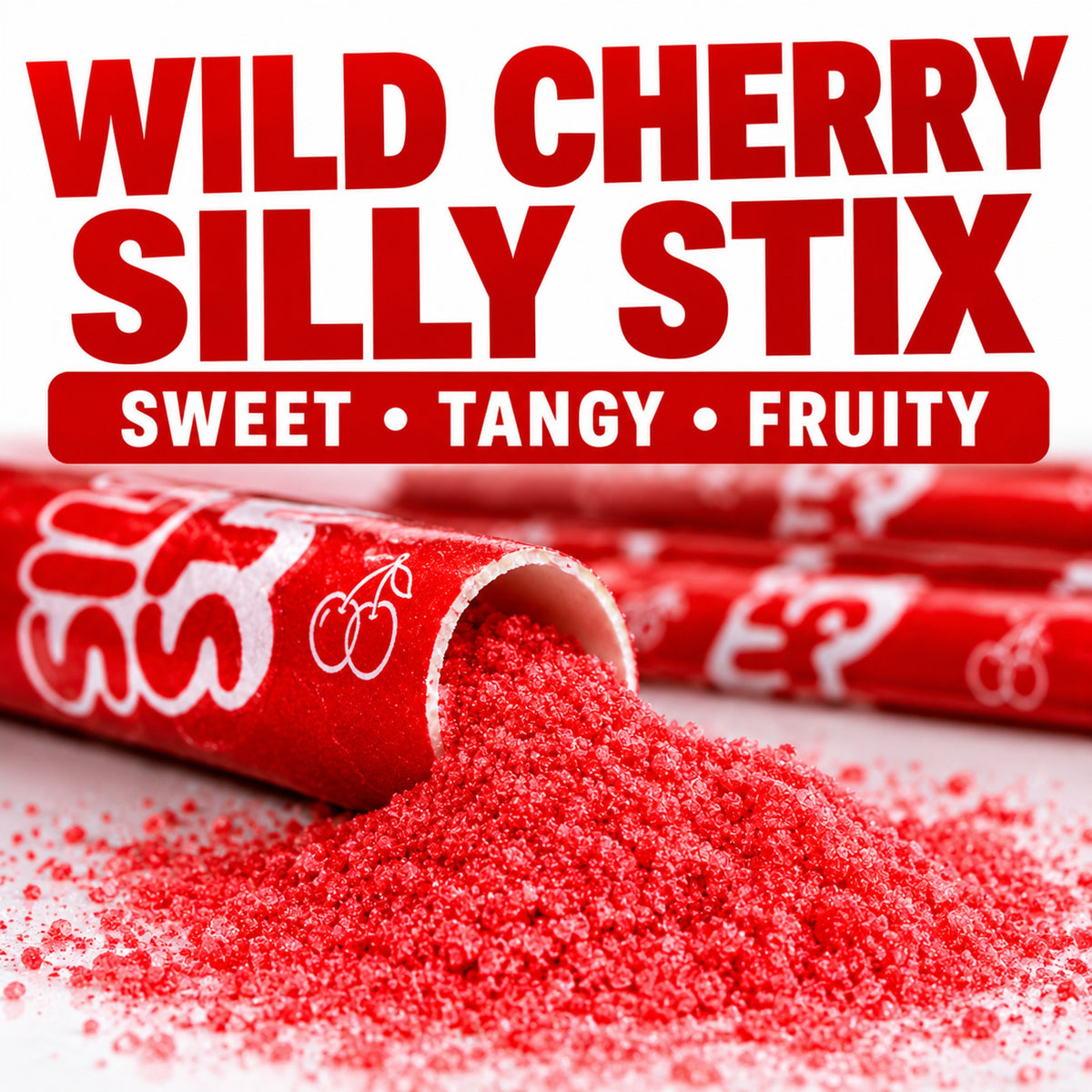 Silly Stix Cherry Powdered Candy Straws – 92 Count