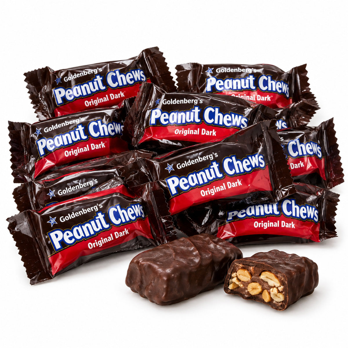 Goldenberg's Original Dark Chocolate Peanut Chews 2 lb Individually Wrapped
