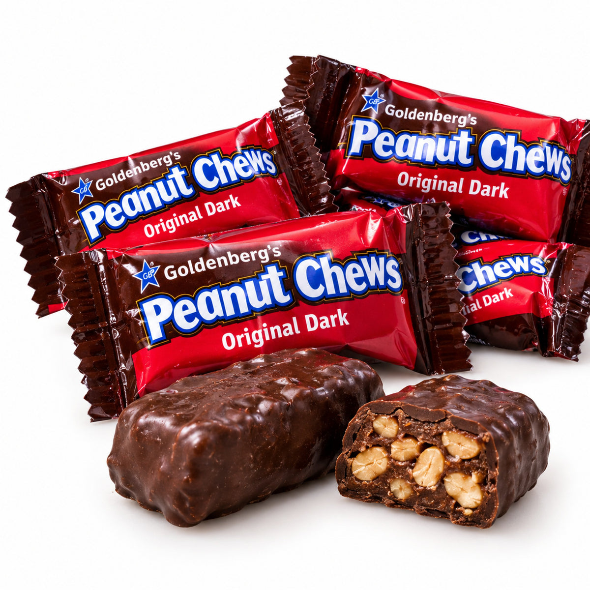 Goldenberg's Original Dark Chocolate Peanut Chews 2 lb Individually Wrapped