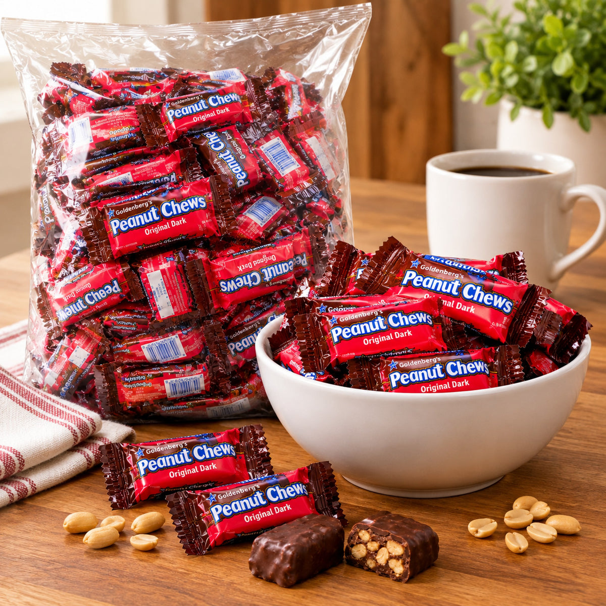 Goldenberg's Original Dark Chocolate Peanut Chews 2 lb Individually Wrapped