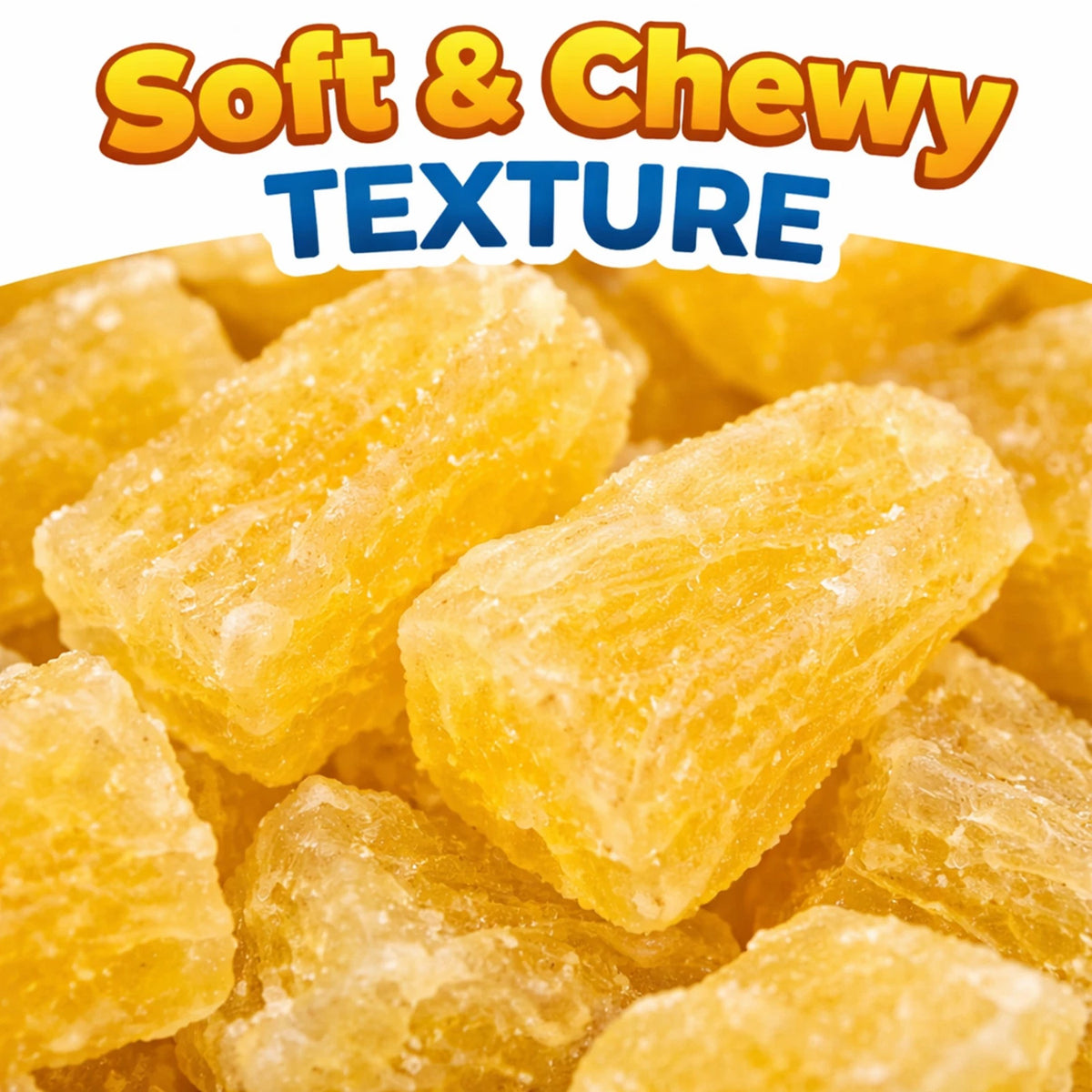 Close-up of sweetened sun-dried pineapple chunks