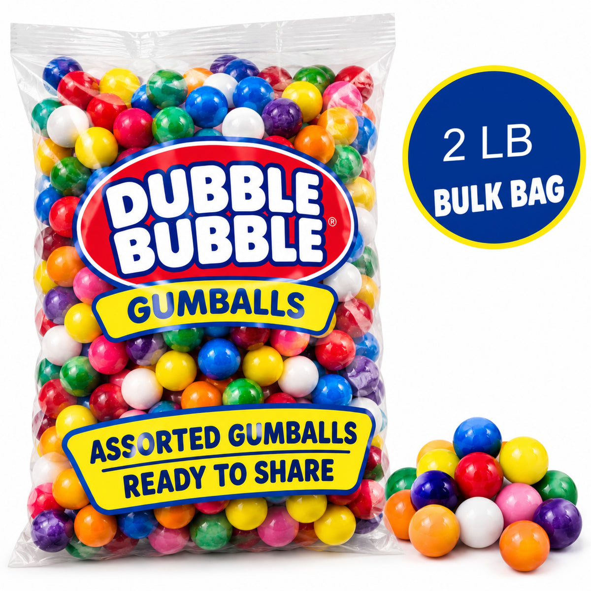 Dubble Bubble Assorted 1/2" Gumballs – 14 oz. Bulk Bag