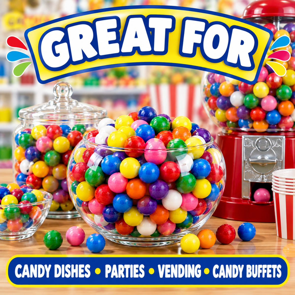 Dubble Bubble Assorted 1/2" Gumballs – 14 oz. Bulk Bag