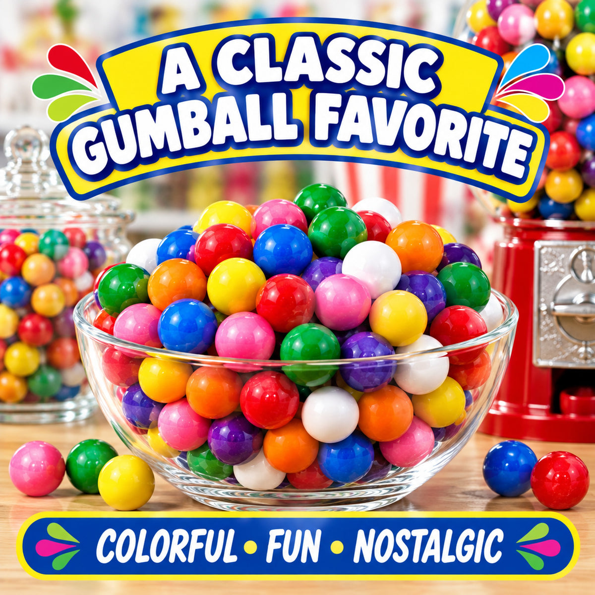 Dubble Bubble Assorted 1/2" Gumballs – 14 oz. Bulk Bag