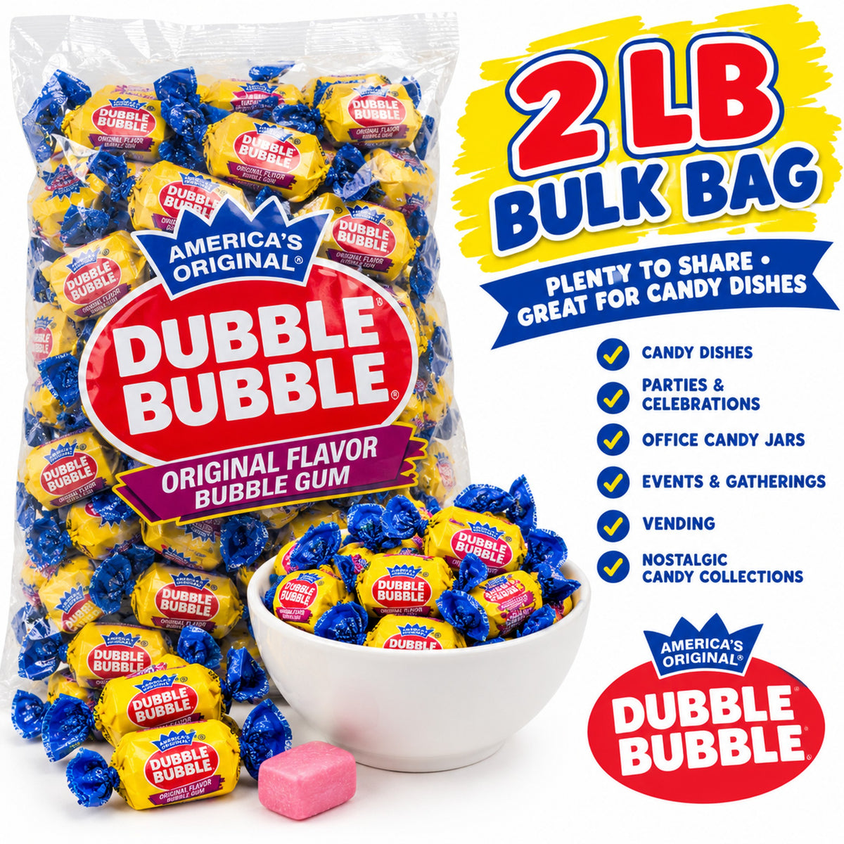 Dubble Bubble Original Gum – 2 lb Bulk Bag