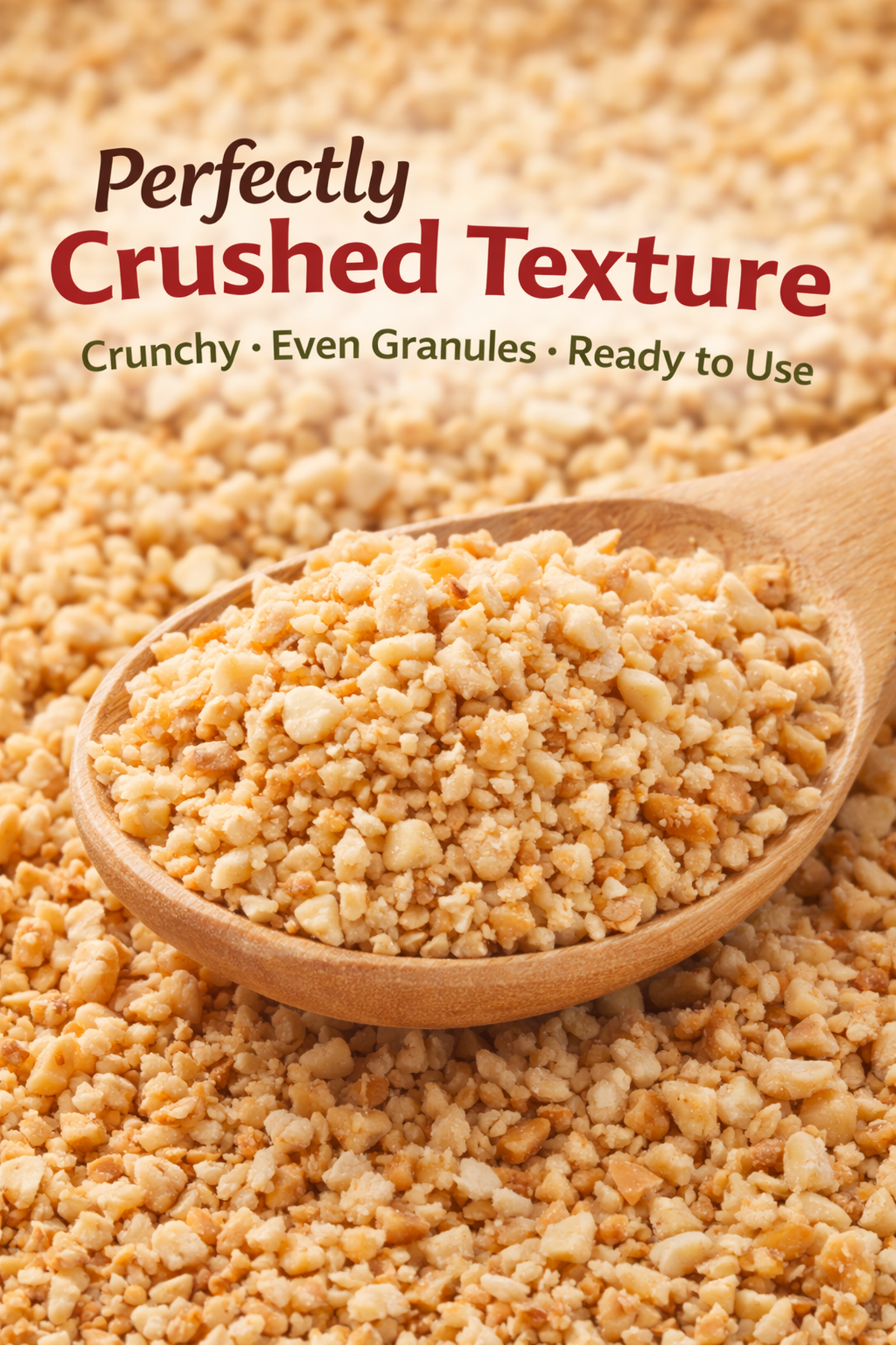 Dry roasted granulated peanuts for baking and dessert toppings texture