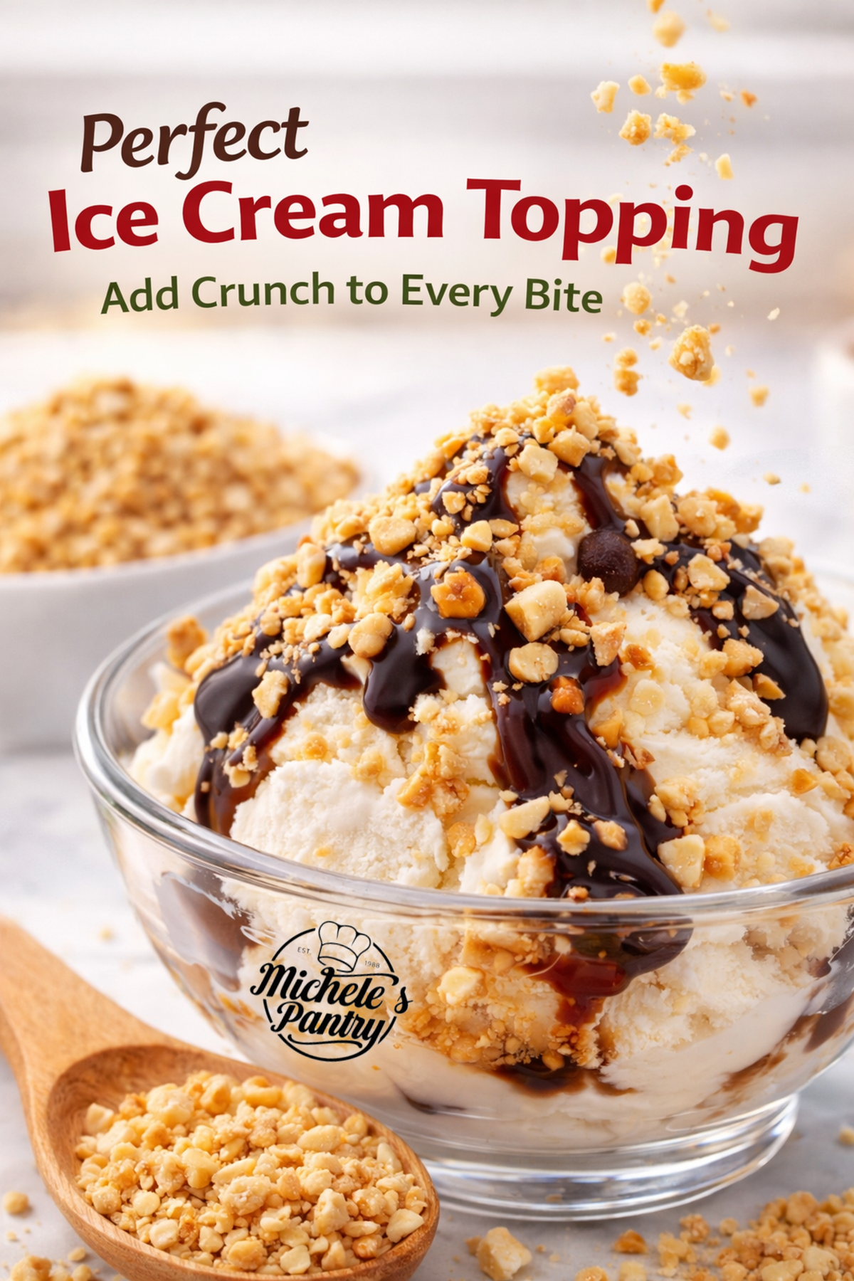 Dry roasted granulated peanuts for baking and dessert toppings