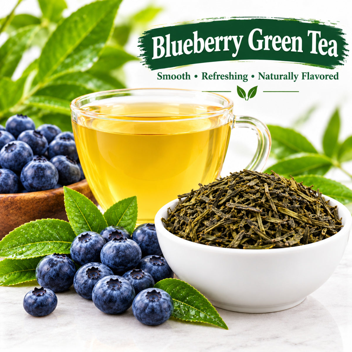 Michele's Pantry Blueberry Green Tea — 7 oz Loose Leaf Tea, Smooth Low Tannin