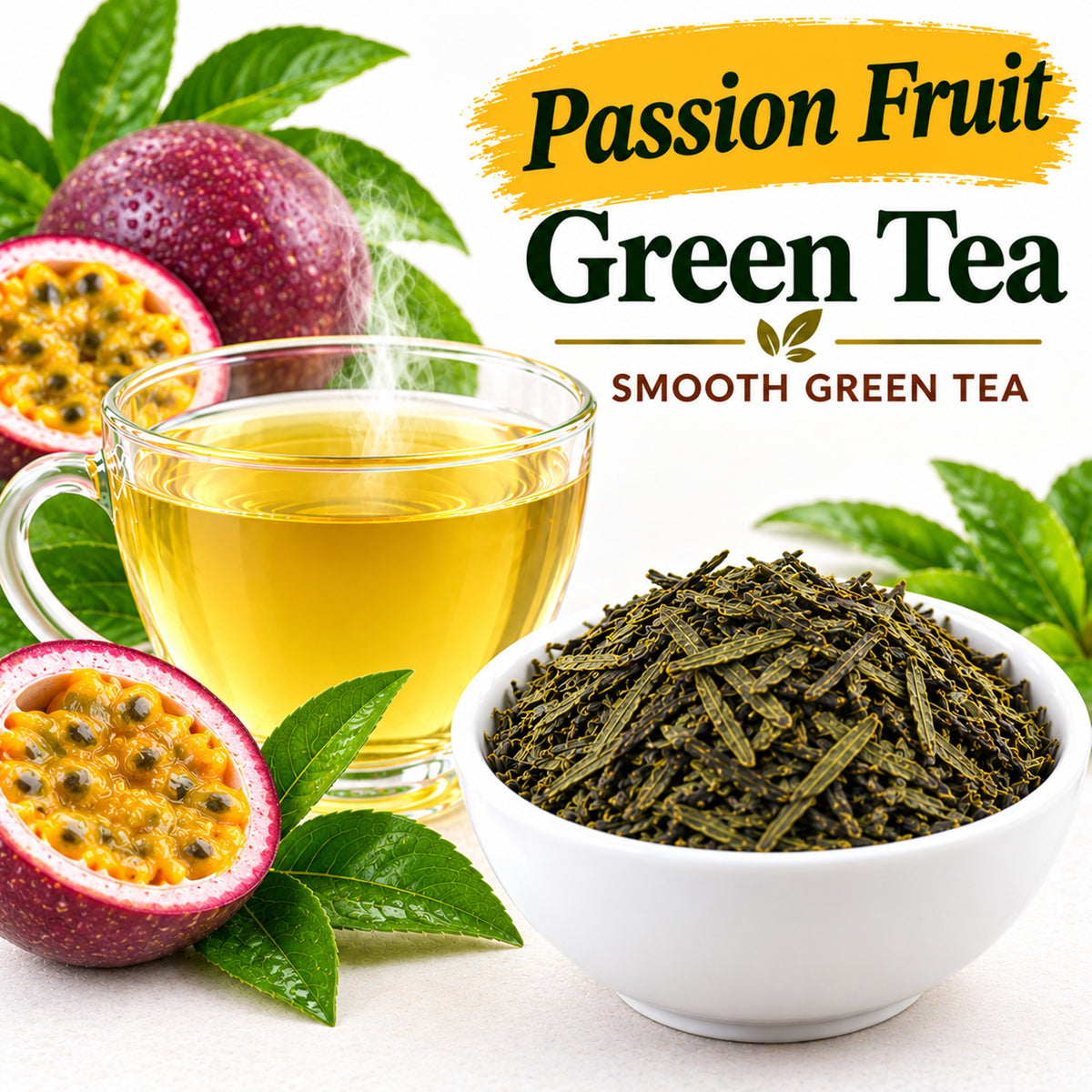 Michele's Pantry Passion Fruit Green Tea — 7 oz Loose Leaf Tea, Smooth Low Tannin