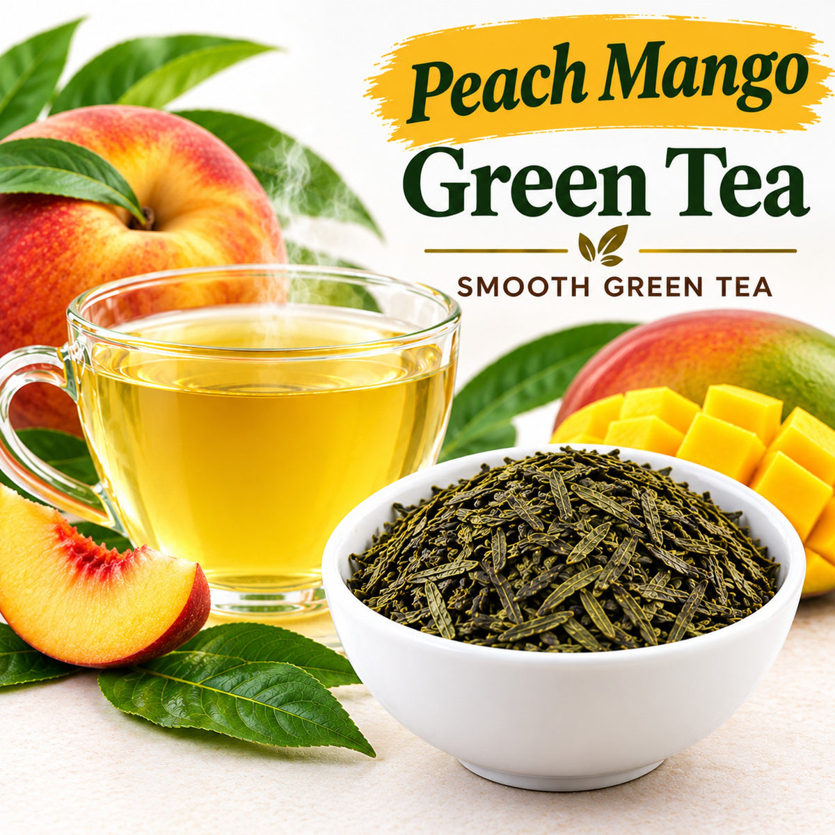 Michele's Pantry Peach Mango Green Tea — 7 oz Loose Leaf Tea, Smooth Low Tannin