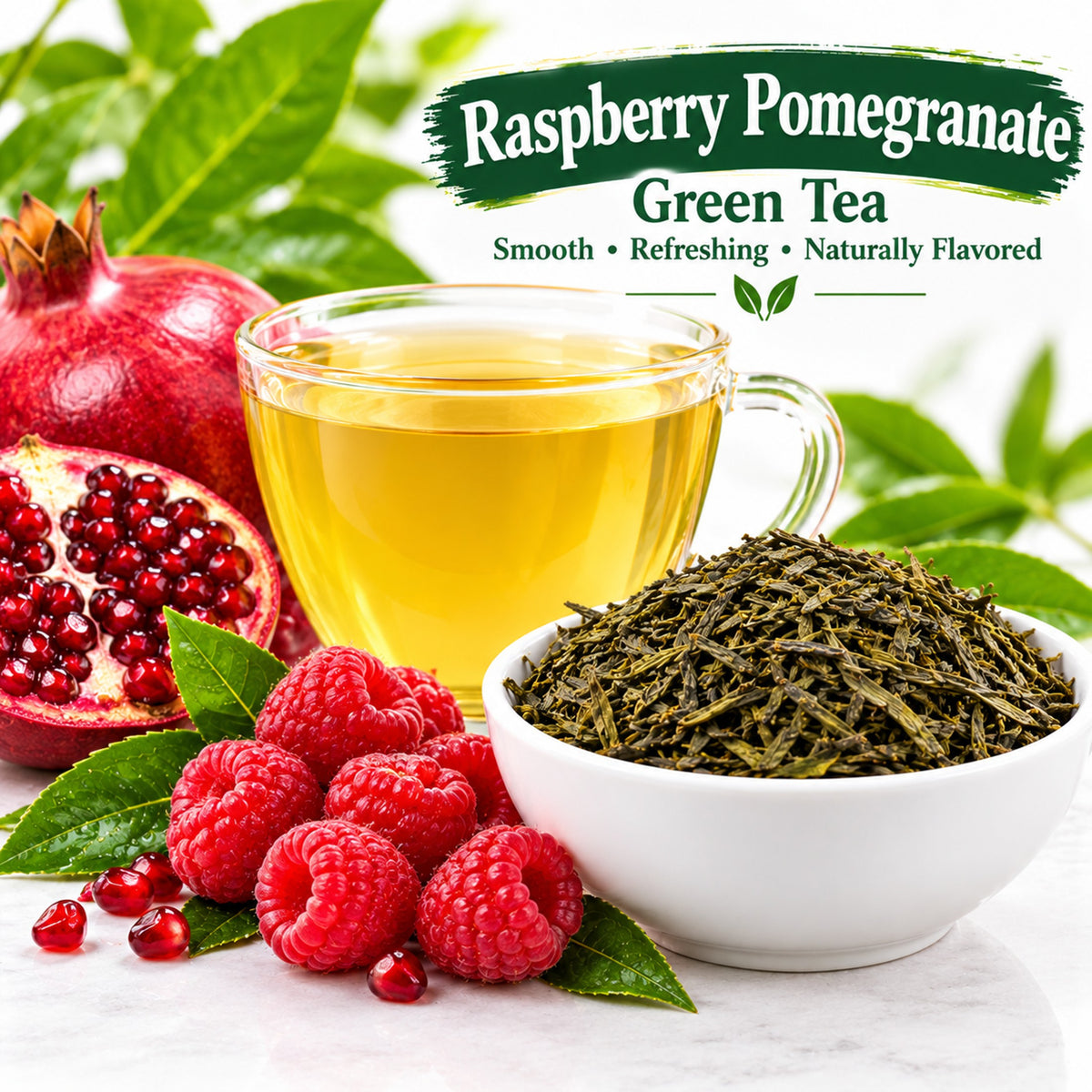 Michele's Pantry Raspberry Pomegranate Flavored Green Tea loose-leaf tea