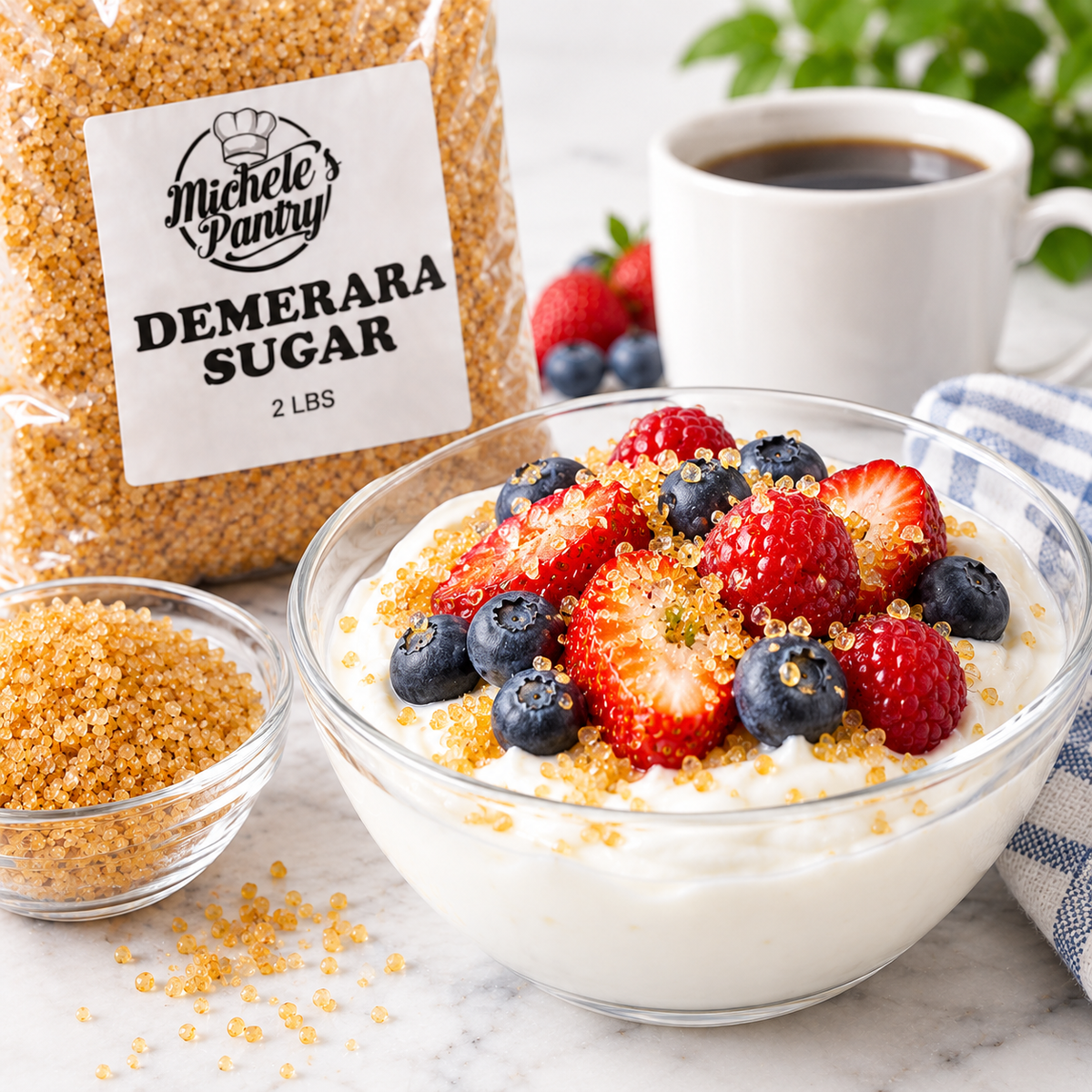 Demerara Sugar topping yogurt and fruit